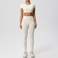 thumbnail image 4 of Telankuip 2 Piece Yoga Sets for Women Solid Color Stretchy Breathable Yoga Running Gym Fitness Short Sleeve Crop Top with High Waist Leggings Two Piece Workout Outfits White XL, 4 of 5