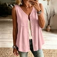 thumbnail image 2 of Stamzod Womens Tank Tops Summer V Neck Cotton Linen Button Down Shirts Casual Embroidered Sleeveless Shacket Pink C L, 2 of 6
