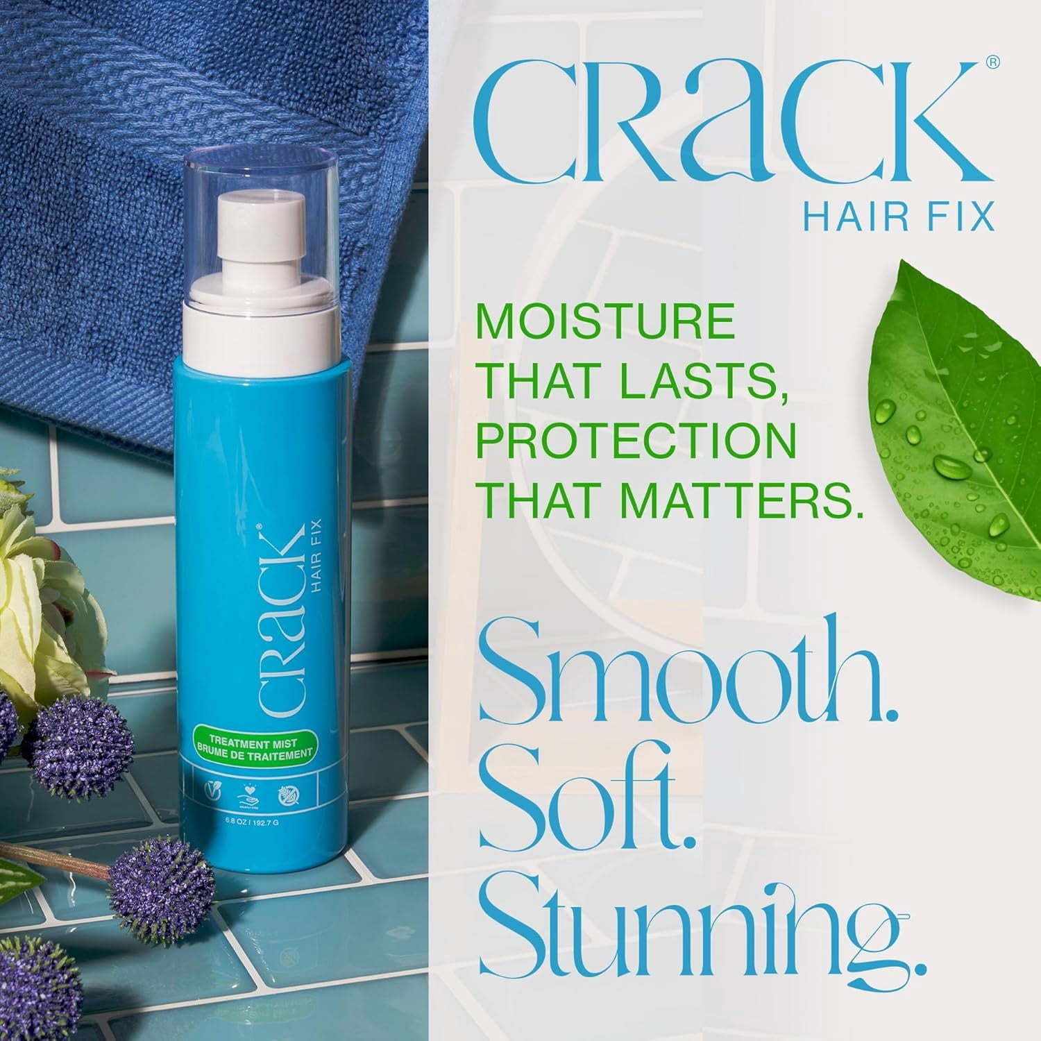 Crack Hair Fix Conditioning Leave-In Hair Mist with Frizz Control & Heat Protection, 6 oz Bottle
