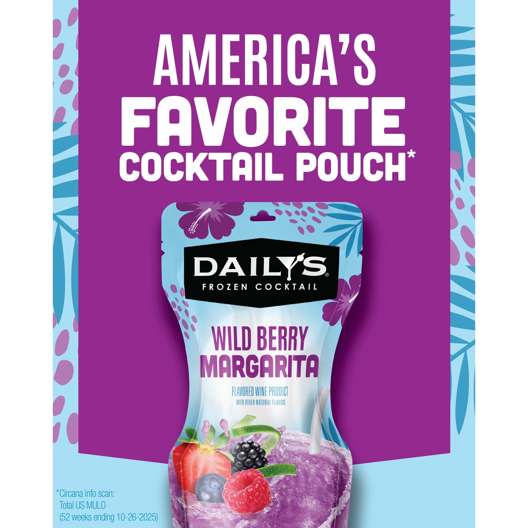 Daily's Wild Berry Margarita  Wine Based Cocktail, 10 oz Pouch, 5.0% ABV