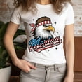 thumbnail image 3 of Merica Bald Eagle T-Shirt | Patriotic Bandana USA Flag Graphic Tee , Black, M, 3 of 6