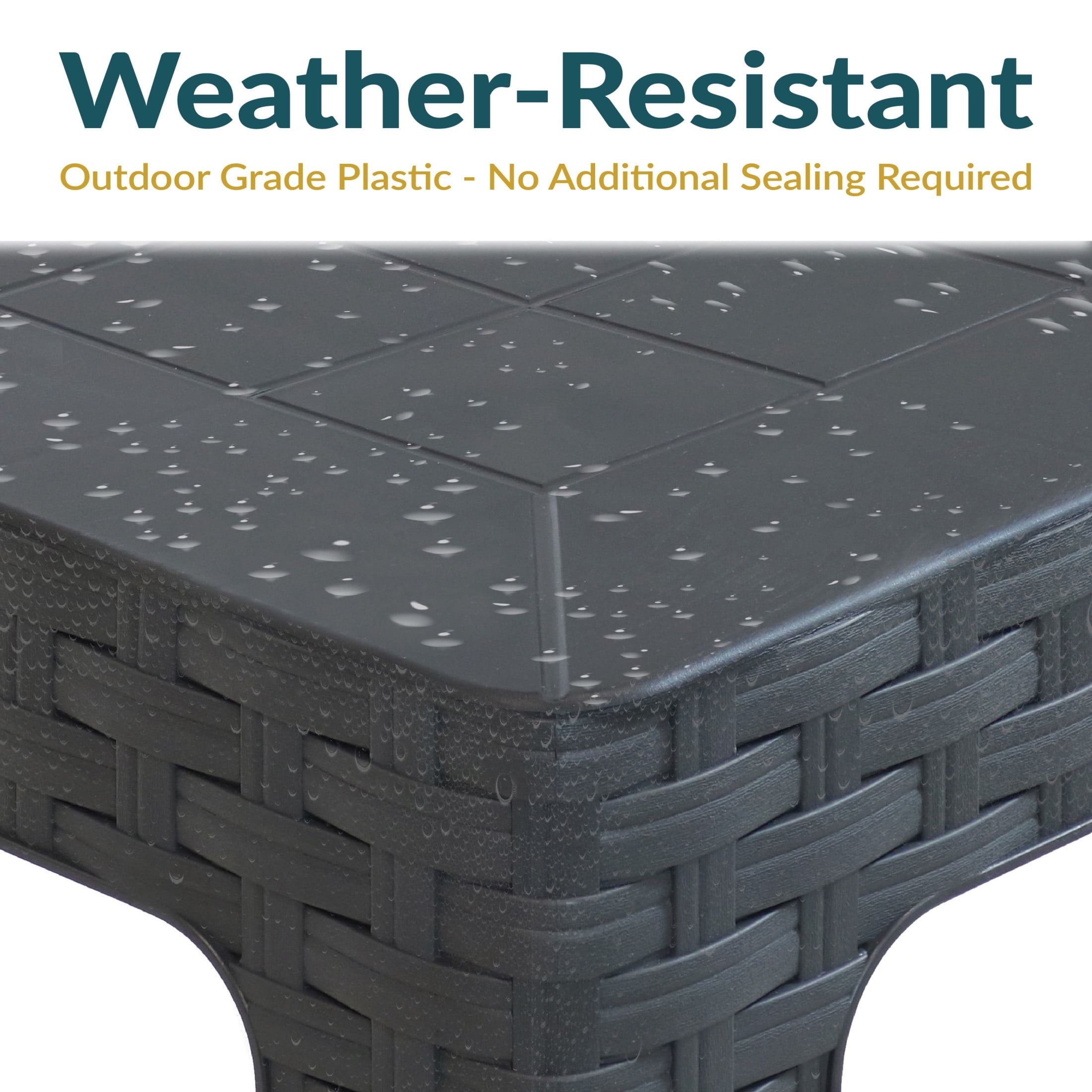 Sunnydaze Outdoor Contemporary Plastic Square End Table, Gray (Set of 4)