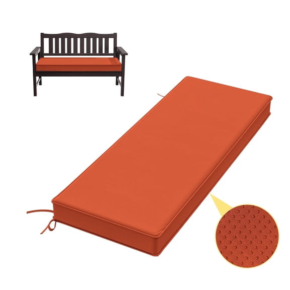 Kimunuk Outdoor Bench Cushions 48 x 18 x 3.5 Inch, High Density Foam Bench Seat Cushion, Porch Swing Cushion with Non-Slip Removable Cover, Orange