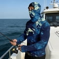 thumbnail image 3 of Camo Sun Protection Camo Shirts for Men Spf UV Upf 50+ Rash Guard Sun Shirts with Face Cover Long Sleeve Cooling Shirts Summer Lightweight Fishing T-Shirts,Blue 3XL, 3 of 5