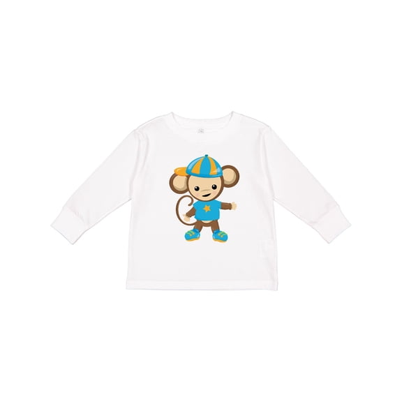Inktastic Cute Monkey, Brown Monkey, Jungle Animals, Safari Boys Long Sleeve Toddler T-Shirt