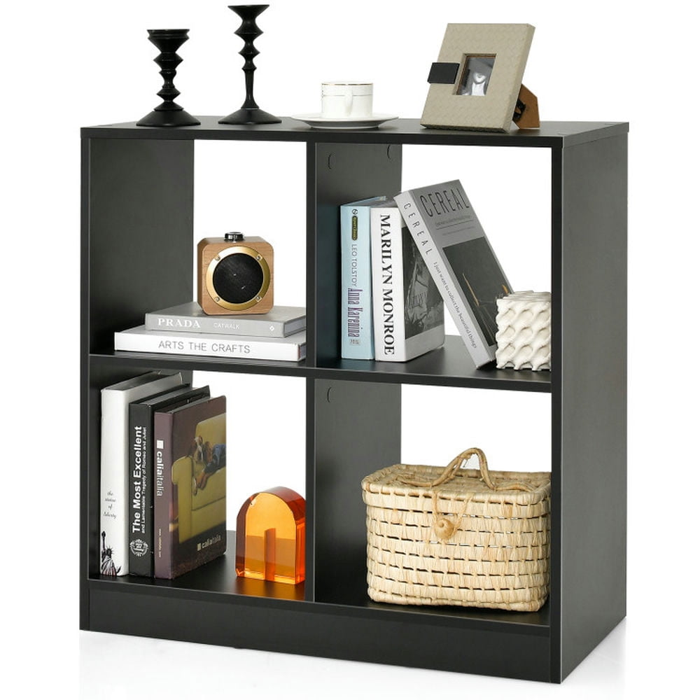 Resenkos 4-Cube Kids Bookcase with Open Shelves-Black, Kids Toy Storage for Kids, Boys, Girls, Nursery