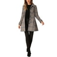 thumbnail image 2 of INSPIRE CHIC Women's Peter Pan Collar Single Breasted Winter Overcoat XS Khaki Plaid, 2 of 6