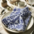 thumbnail image 3 of Vargottam Premium Blue Cotton Muslin Napkins - Set of 12, 20-Inch Leaves Design, Soft and Absorbent Cloth Napkins for Dining, Decor, Weddings, and Special Occasions - Machine Washable, Table Linens, 3 of 7