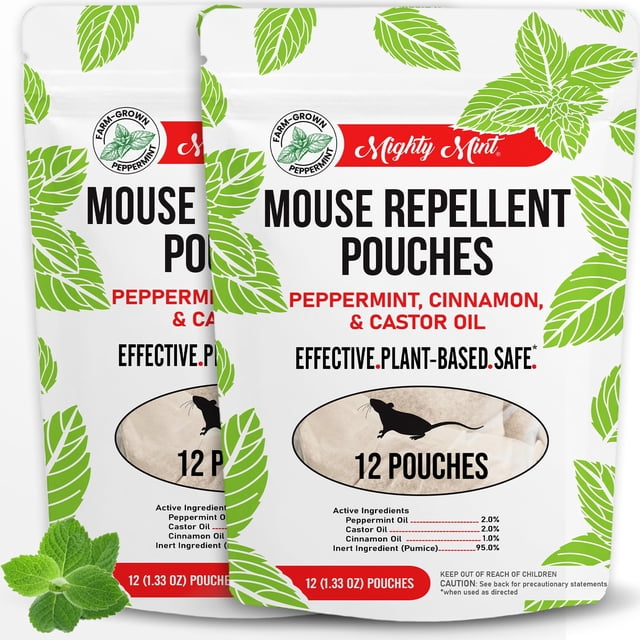 Bolsitas repelentes de ratones Mighty Mint Peppermint, paquete de 12 unidades