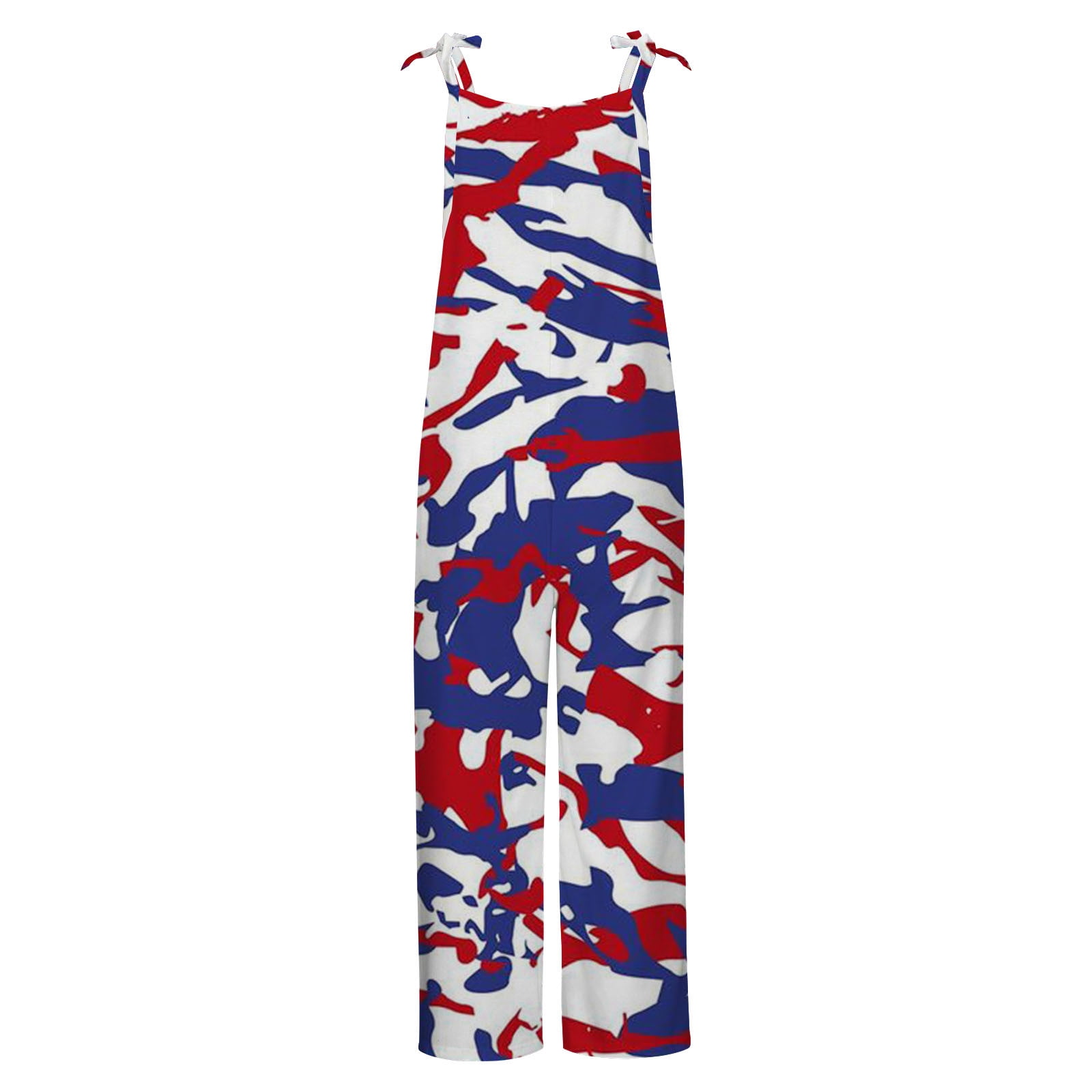 4th of July Jumpsuit for Women American Flag Patriotic Loose