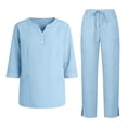 thumbnail image 3 of Minjewel Women's Short Sleeve Round Neck Scrubs for Women Set with Pockets, Breathable Scrub Set for Nurses, Caregivers & Medical Professionals,Light Blue M, 3 of 7