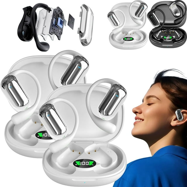Real-Time AI Translation Earbuds for Travel & Business, AI Translator Device Supports 144 Languages, Wireless Conversation Earbud with Charging Case (2pcs C)