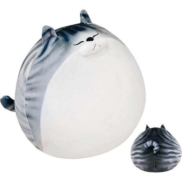 Cute Chubby Cat Plush Pillow, Stuffed Animal Striped Tabby Cat Plushie Toy, Soft Doll Valentine's Day Gift for Kid & Friend 30cm