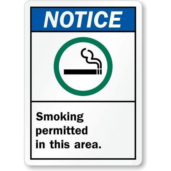 Size: 16" x 12" - Ansi Smoking Permitted Area Weatherproof Metal Sign