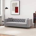 thumbnail image 4 of Lana Living Room Tufted Velvet Upholstered Couch in Light Gray, 4 of 6