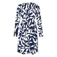 thumbnail image 4 of HAPIMO Round Neck Floral Print Pleated Dress Women Casual Dress for Daily Wear Navy M, 4 of 7