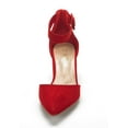 thumbnail image 2 of Dream Pairs Women Fashion Pump Shoes Ankle Strap Pointed Toe Low Chunky Dress Shoes ANNEE RED/SUEDE Size 7.5, 2 of 3