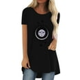 thumbnail image 4 of Mode Femme Décontractée Imprimé Col Rond T-shirt Manches Courtes Ample Blouse Pull, 4 of 5