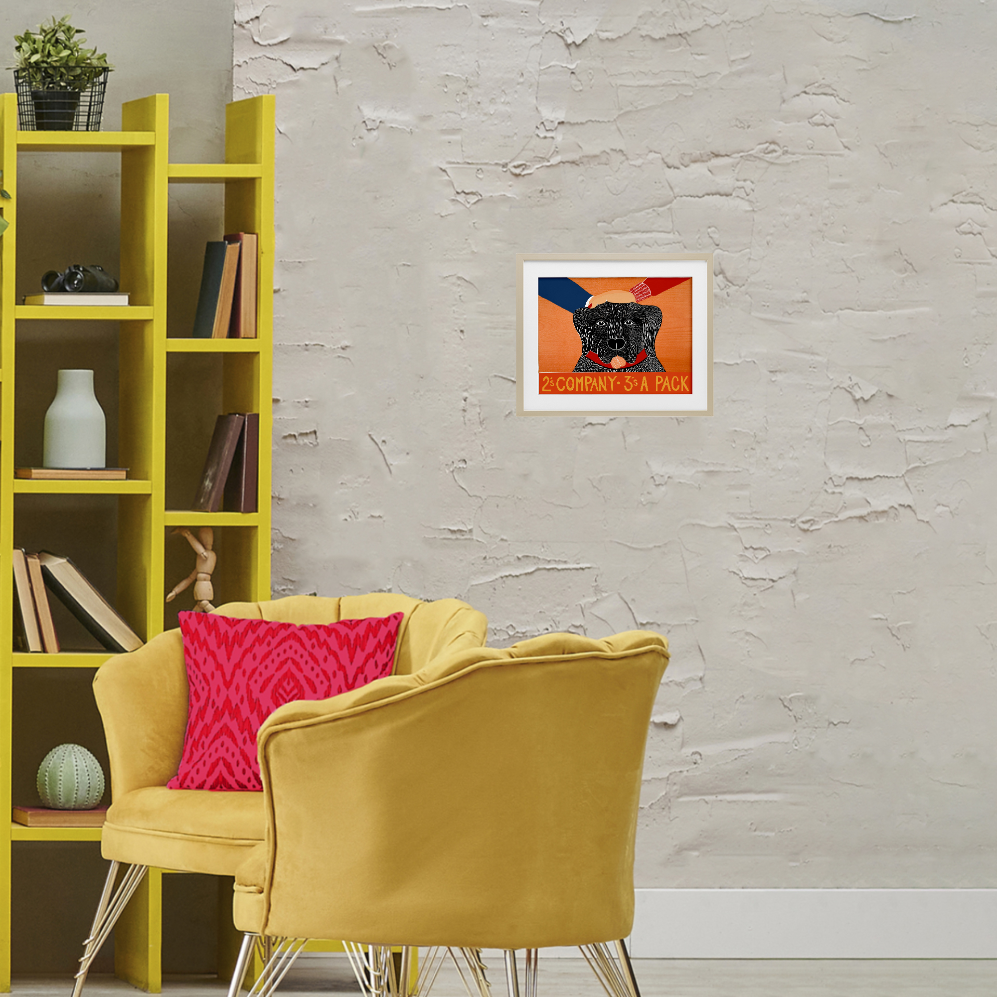 2's Company Dog Birch Framed Print Under Glass, design by Stephen Huneck