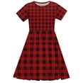 thumbnail image 7 of Odeerbi Toddler Girls Summer A-Line Dress Cute Plaid Swing Dress Toddler Kids Short Sleeve Stretchy Dress Toddler Girls Clothes, 7 of 7