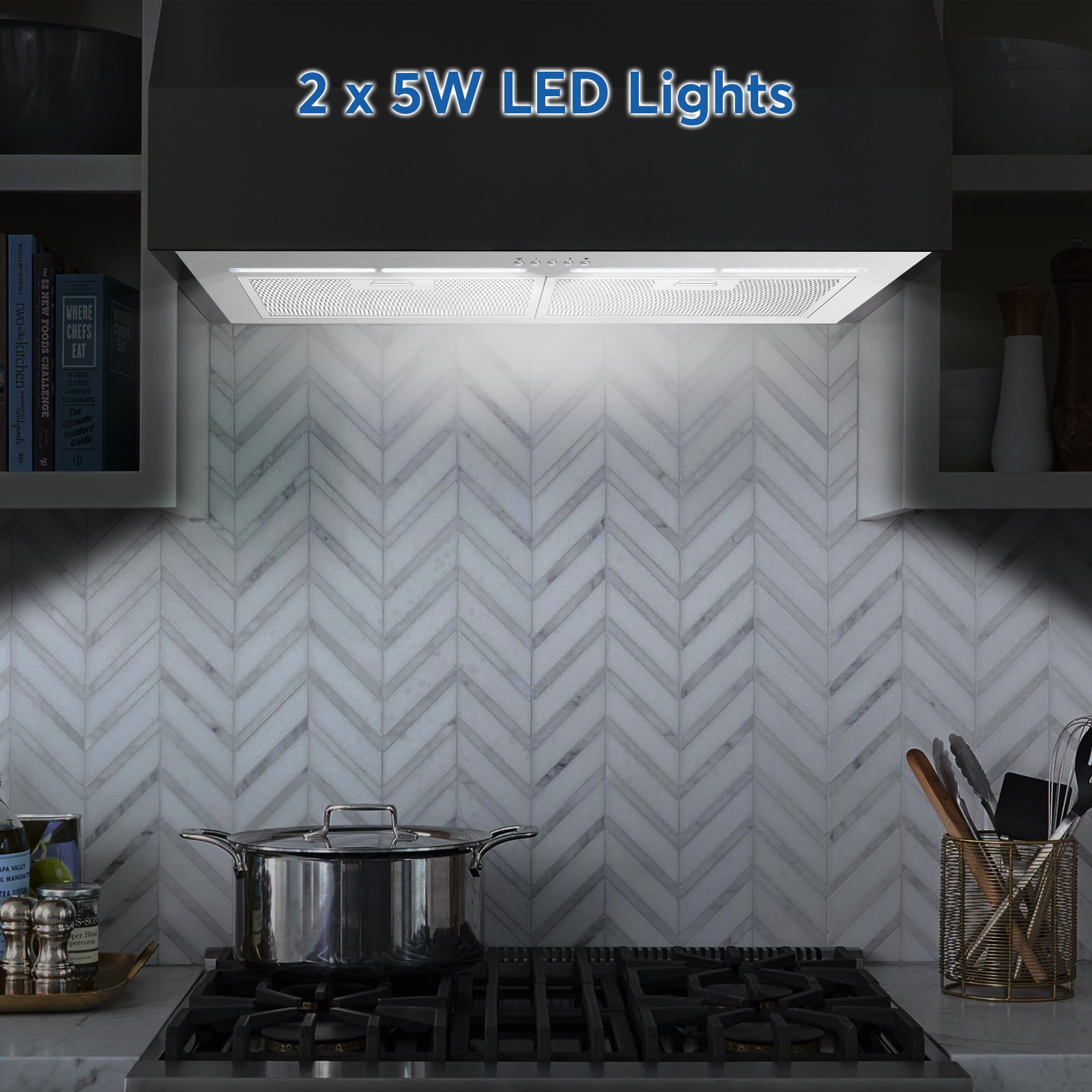 30 inch Built-in/Insert Range Hoods,600 CFM Ducted/Ductless Stainless Steel Kitchen Vent Hood with 3 Speed Gesture Sensing&Touch Control Panel