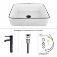 thumbnail image 2 of FULLWATT Bathroom Ceramic Sink Vanity Vessel Basin Porcelain Faucet Drain Combo Rectangle,White, 2 of 9
