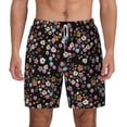 thumbnail image 2 of Picia Daisies Flowers pattern Mens Swim Trunks with Compression Liner Stretch Beach Shorts Quick Dry with Zipper Pockets No-Chafing Board Shorts-Large, 2 of 9