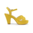 thumbnail image 3 of BLISSFUL STEP Women's Fashion Platform Strap Slingback Chunky Heel Open Toe Sandals Yellow 7, 3 of 7