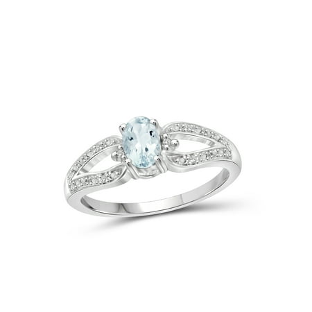 - 0.44 Carat T.G.W. Aquamarine Gemstone and Accent White Diamond Women's Ring
