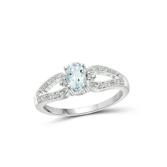 JewelersClub Aquamarine Ring Birthstone Jewelry – 0.45 Carat Aquamarine 0.925 Sterling Silver Ring Jewelry with White Diamond Accent – Gemstone Rings with Hypoallergenic 0.925 Sterling Silver Band