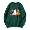 thumbnail image 3 of Gunia Women'S Halloween Ghost Sweatshirt Pumpkin Animal Print Pullover Hoodless Sweatshirt Long Sleeve Casual Crewneck Fall Tops Fashion Clothes Green S-2Xl, 3 of 3