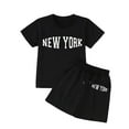 thumbnail image 3 of MUXiin Girl's 2 Piece Summer Outfits Casual Lounge Set Letter Graphic Tee T-Shirt and Shorts Set with Pockets 7-14 Years, 3 of 6