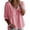 Pink, variant on 3/4 Length Sleeve Womens Tops Cotton Linen Lace Floral Eyelet Blouses Peplum Loose Fit Casual Tunic Clothes Blue