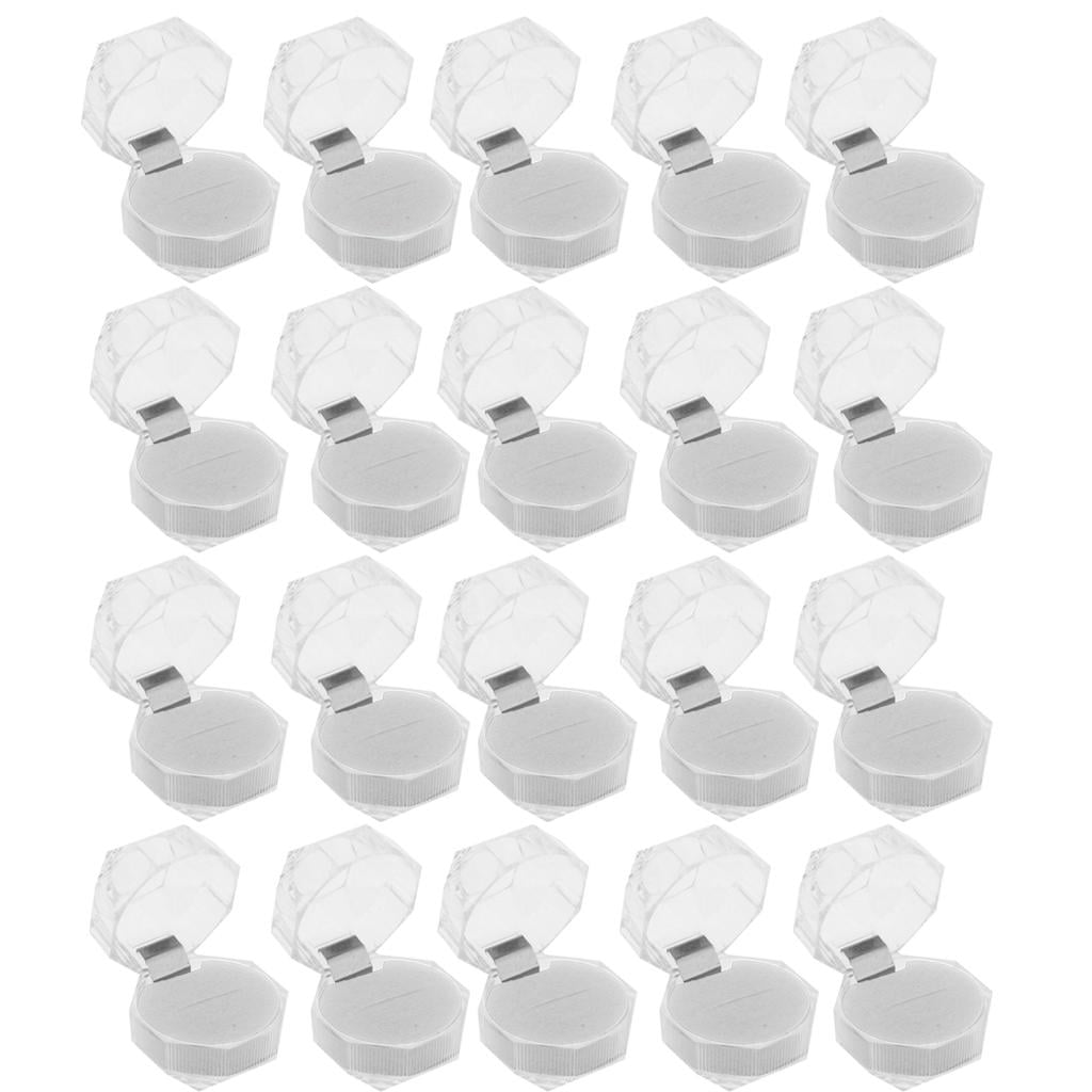 20Pcs Clear Acrylic Ring Earrings Jewelry Storage Box Display Holder Gift Case 