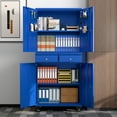 thumbnail image 3 of Aobabo Metal Storage Cabinet with Wheels & Adjustable Shelves, Steel Rolling Tool Storage Cabinet with 4 Door & 2 Drawer & Pegboard for Garage, Home, Office,Assembly Required,Blue, 3 of 9