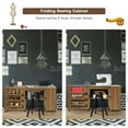 thumbnail image 6 of Gymax Folding Sewing Table Shelves Storage Cabinet Craft Cart W/Wheels Large Natural, 6 of 10