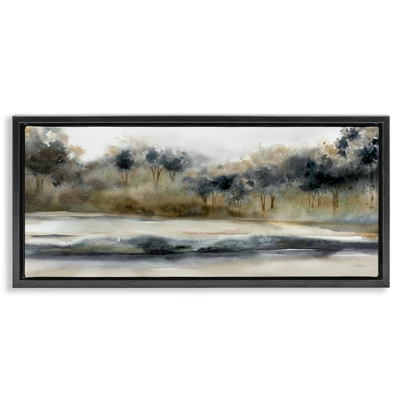 Stupell Industries Abstract Nature Grove Scenery Landscape Painting Black Floater Framed Canvas Art Print Wall Art, 25 x 11