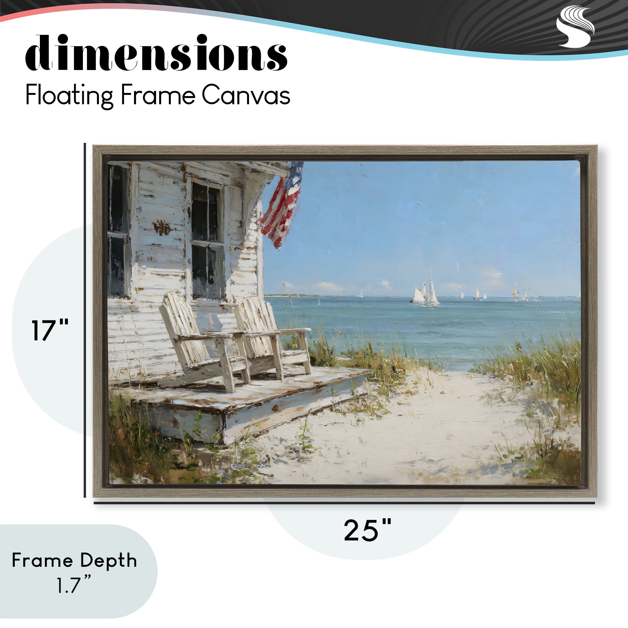 Stupell Industries By The Ocean Cottage Retreat Brown Framed Floater Canvas Wall Art, design by Petal Prints Design