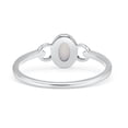 thumbnail image 3 of Oval Oxidized Petite Dainty Ring Lab Created White Opal 925 Sterling Silver Size 4, 3 of 5