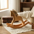 thumbnail image 4 of Qiopertar Vintage Wooden Rocking Horse Ornament, Handmade Wood Carving Tabletop Decoration, Nostalgic Home Decor for Living Room Bedroom Foyer Gift, Brown, 4 of 6