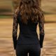 thumbnail image 4 of Blusa superior de malla de encaje de manga larga con diamantes calientes tachonados con cuello en V Sexy a la moda para mujer Pompotops gfhjh21494, 4 of 9