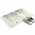 thumbnail image 4 of Blue Green Eucalyptus Bathroom Rug 2'x3', Sage Gradient Leaves Butterfly Low Profile Front Entryway Rug with Tassels, Woven Cotton Washable Kitchen Mat Carpet for Foyer Bedroom Back Door Decor, 4 of 9