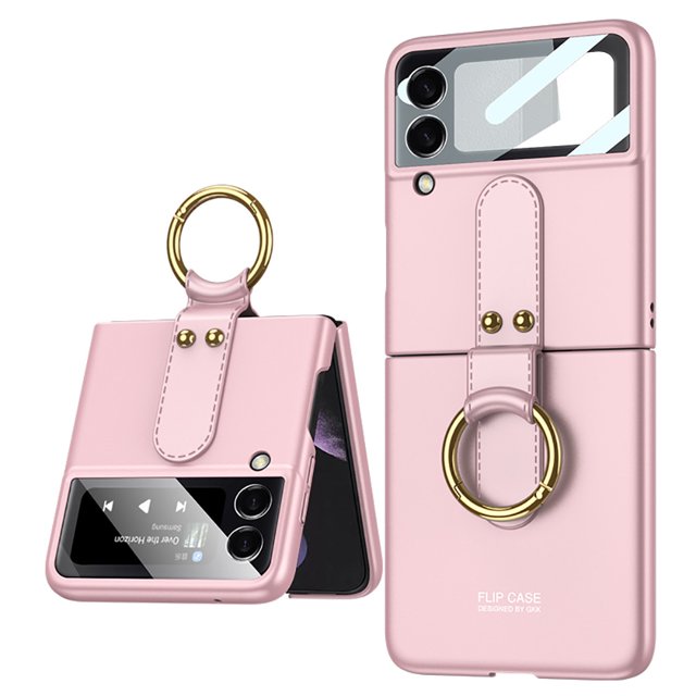 Funda para Samsung Galaxy Z Flip4, con anillo de soporte, carcasa rígida de PC mate ultrafina a prueba de golpes, a prueba de caídas y arañazos