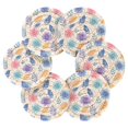 thumbnail image 2 of 6 Pcs Drink Coasters with Holder 3.94in Woven Coasters for Drinks Blue and Purple Flowers Coaster Set for Protection Table, 2 of 7