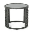 thumbnail image 4 of Noble House Caspian Indoor Modern Boho Wicker Side Table with Tempered Glass Top, Gray, 4 of 8