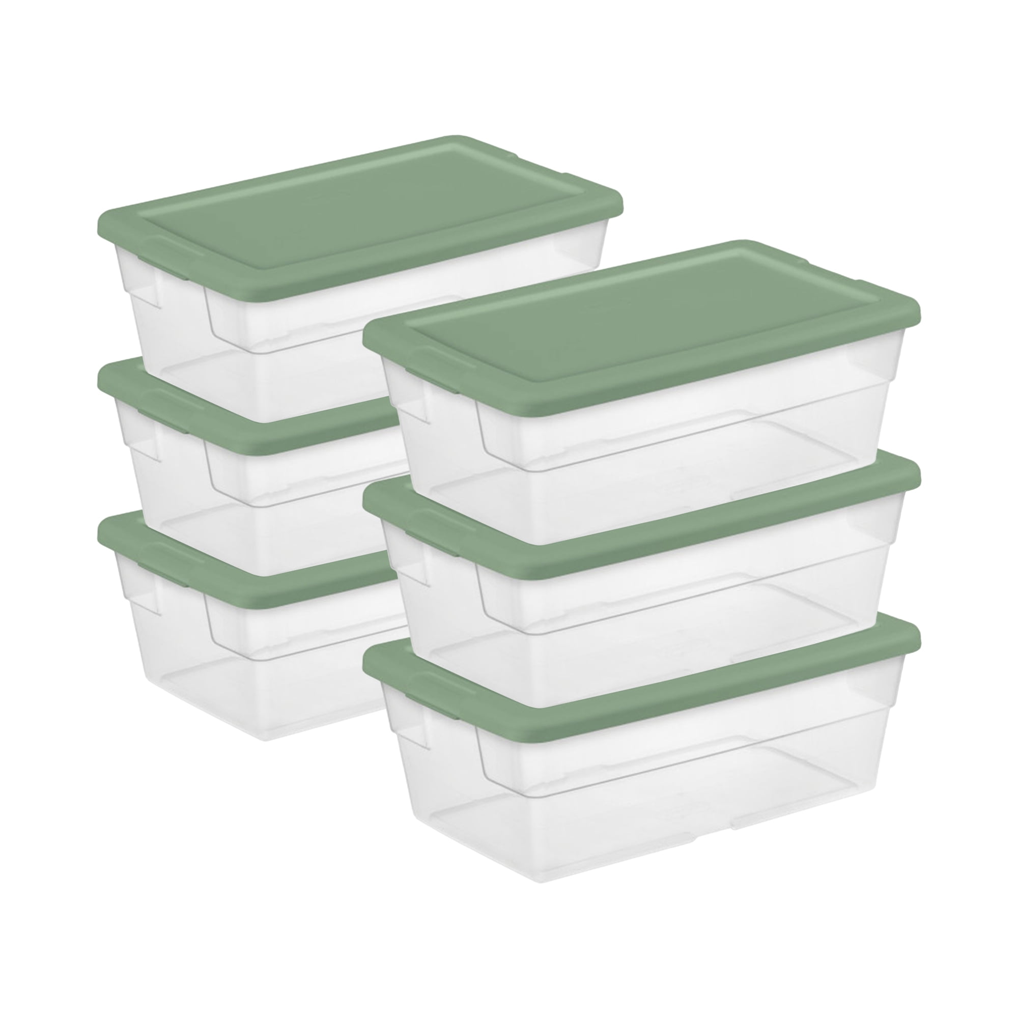 Sterilite Stackable Qt Storage Tote Box Container, Crisp Green (30 Pack)