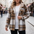 thumbnail image 6 of XUNKUSGA Jackets for Women Vintage Plaid Thickened Fleece Lined Hooded Shacket Women Casual Loose Long Sleeve Button Down Flannel Jacket Women Fall Winter Coat with Pockets, Size S, 6 of 9
