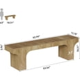 thumbnail image 2 of Finmind 63" Wood Bench, Long Farmhouse Dining Bench for Kitchen Table, Rustic Entryway Bench for Hallway, Living Room, Bedroom, Natural Brown, 2 of 7