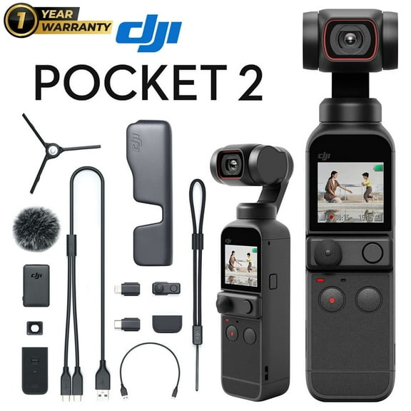 Open Box DJI Pocket 2 Touchscreen Handheld 3-Axis Gimbal Stabilizer 4K Camera Creator Combo - with 1 Year CPS Premium Warranty Pack