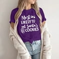 thumbnail image 2 of Débardeurs à Col Imprimé de Noël pour Femmes Manches Courtes T-Shirts Décontractés en Coton, 2 of 5